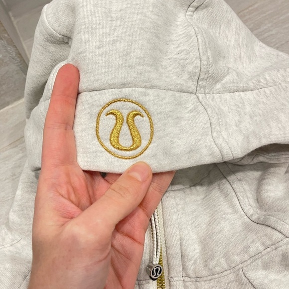 Lulumeon scuba hoodie heathered light cotton fleece gold with rose gold zip - Picture 9 of 13